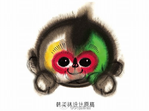 吉祥物“康康”以水墨風呈現(xiàn)(韓美林設計圖)