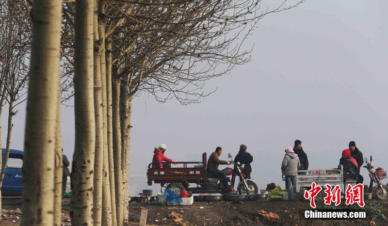 圖為12月1日，104國道靜海縣城附近，104國道靜?？h城附近，高速旁邊形成的黑市。田寶希 攝 圖片