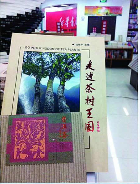 今天上午，記者在普洱市振興大道上的新華書店內(nèi)發(fā)現(xiàn)，沈培平主編的《走進茶樹王國》、《普洱茶連環(huán)畫》兩種書還在售