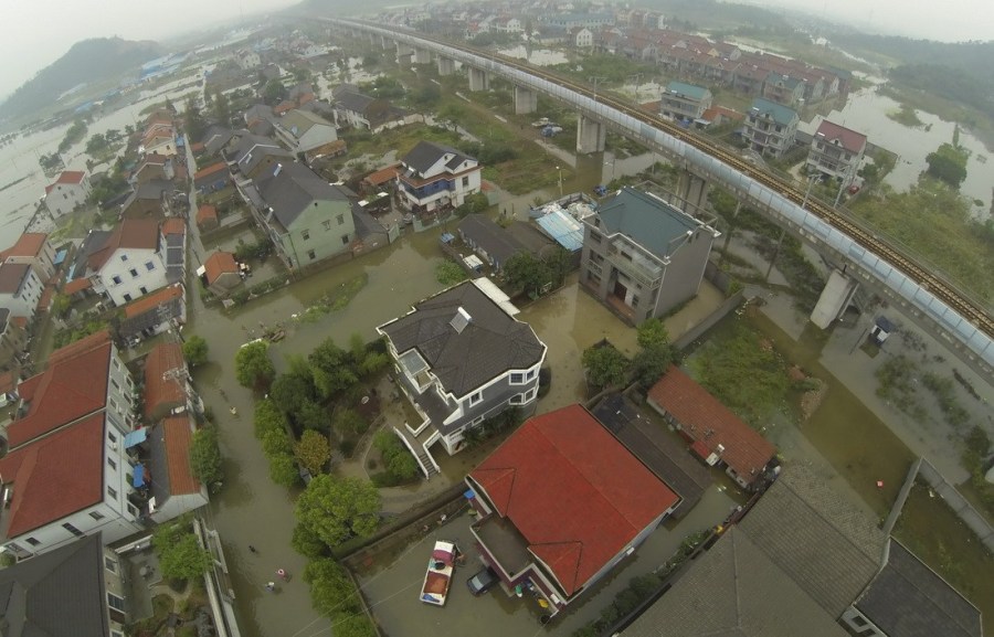 航拍余姚洪水圍城 航拍余姚洪水圍城