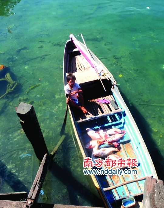 漁船上的孩子。