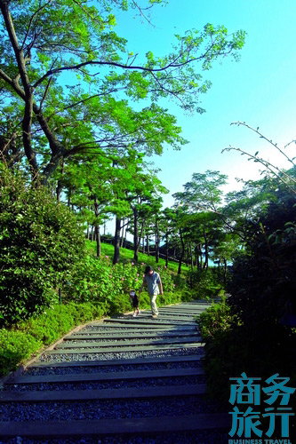 很多父母會(huì)帶著孩子在步行道漫步。