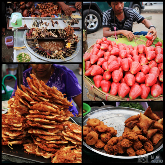 緬甸，繽紛的街邊平民小吃