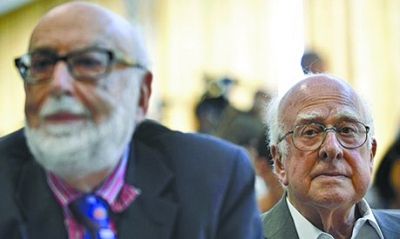 比利時科學(xué)家恩勒特（左）和英國科學(xué)家希格斯（右）有望獲得諾貝爾物理學(xué)獎。