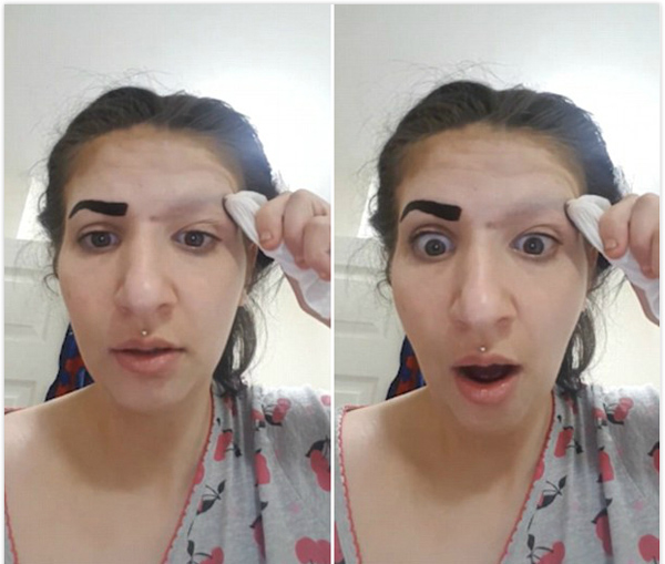 搞笑!女子誤用文眉藥劑導致眉毛不翼而飛