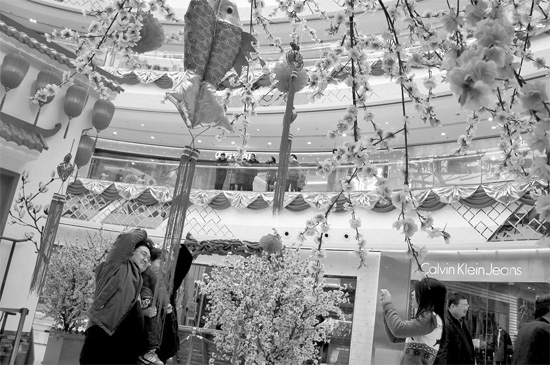 春節(jié)七天假，逛商場成了很多市民的度假方式