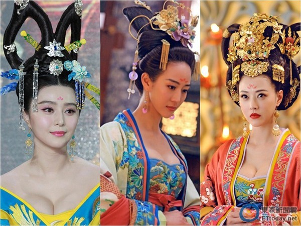 范冰冰、張鈞甯、周海媚，在《武媚娘》中爆乳演出