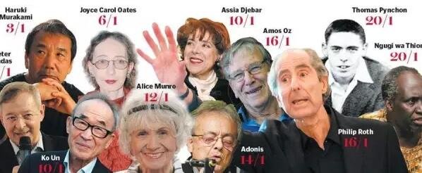 在 一篇名為“誰能贏得諾貝爾文學(xué)獎”的文章中，作者寫到，全球最大博彩公司之一的Ladbrokes(立博)員工，他們工作并非讀書、分析作者或是揣摩評委的心思，而是將行業(yè)評價、作家國籍、歷屆獲獎?wù)咝畔⒌冗M(jìn)行綜合評估，然后預(yù)測哪些人可能獲獎。